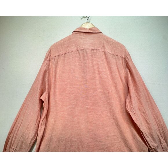 American Rag Mens Linen Blend Button Up Shirt Size XXL Peach Pocket Casual Retro - Picture 10 of 10
